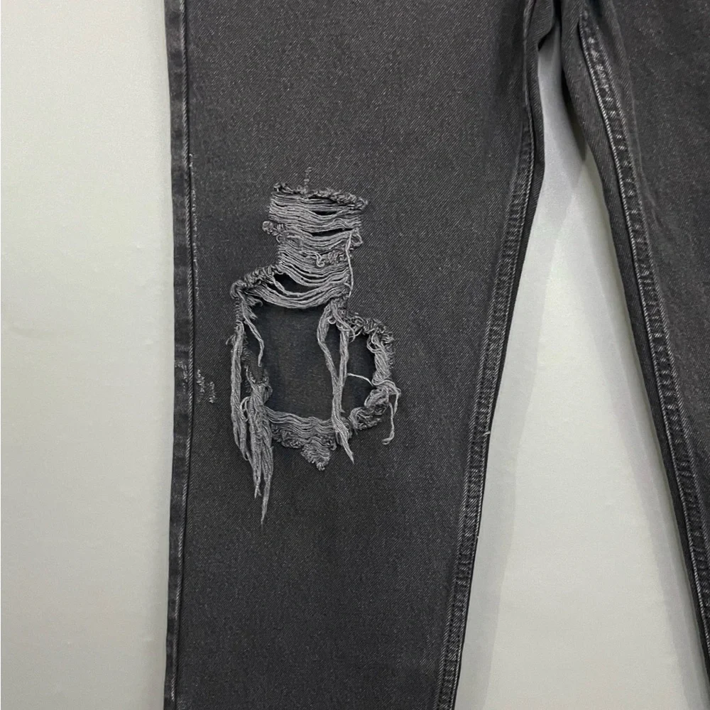 Free People The Lasso Jean Distressed Washed Black Straight Leg NWT - Picture 7 of 12